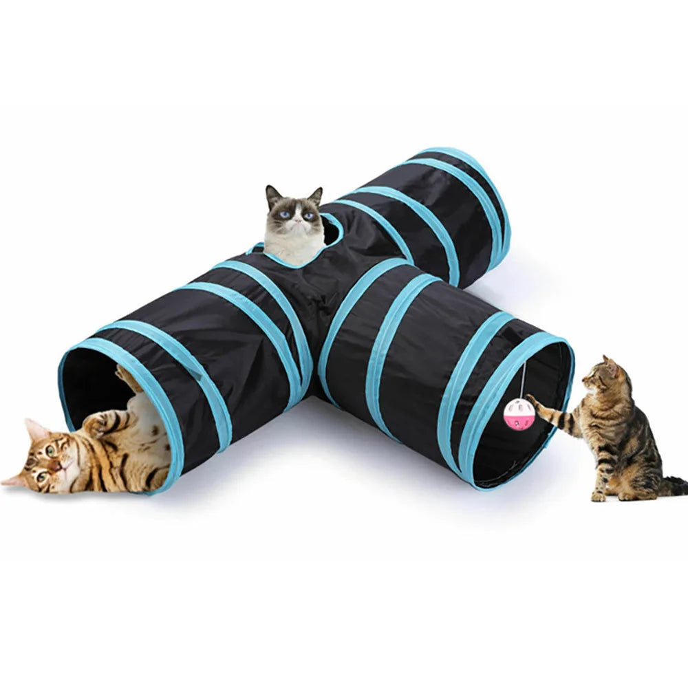 Túnel para gatos, suministros para mascotas, túnel de juego plegable para gatos, juguete transpirable para gatos, barril de perforación para interiores, papel ruidoso