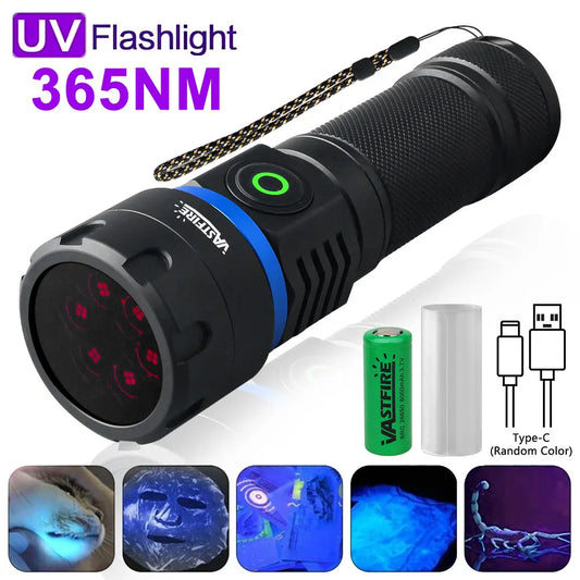 120W 6 * 4 core 365nm UV Flashlight Black Mirror 2-Mode Purple Light UV lamp Torch Pet Urine Stains bed bug Scorpions Detector