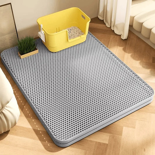 Alfombrilla extragrande para arena de gatos, resistente, impermeable, de 2 capas, antideslizante, lavable, protector de suelo para mascotas, caja de arena, tapón de arena