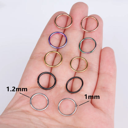 5/10Pcs 16G Nose Ring Hoop Stainless Steel Hinged Nose Rings Septum Clicker Tragus Helix Cartilage Daith Rook Earring Piercing