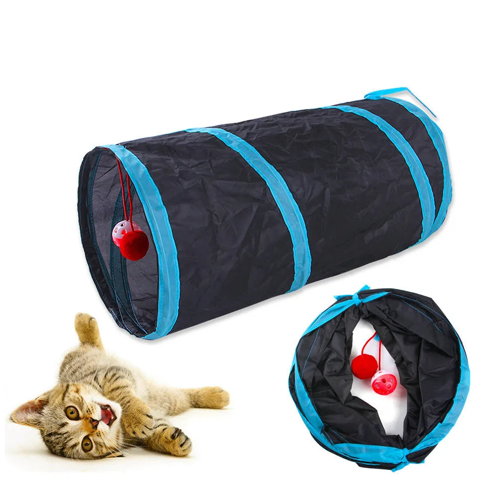 Túnel para gatos, suministros para mascotas, túnel de juego plegable para gatos, juguete transpirable para gatos, barril de perforación para interiores, papel ruidoso
