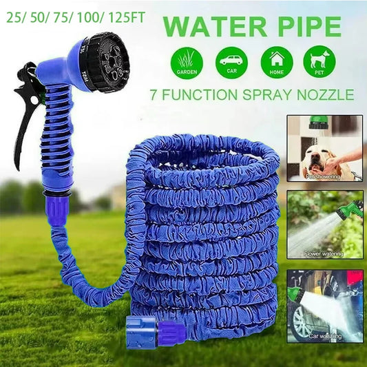7 funciones de pulverización de agua, manguera mágica extensible, lavado de autos a alta presión, pistola de agua, manguera de riego para jardín, ducha para mascotas, gatos y perros.
