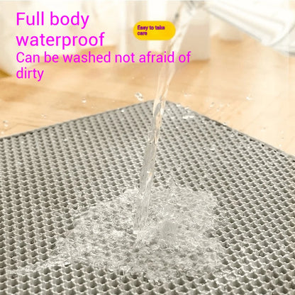 Alfombrilla para arena de gato con filtro antisalpicaduras y bandeja para arena sucia. Alfombrilla de inodoro de doble capa antiorina para mascotas. Fácil de limpiar y antideslizante.