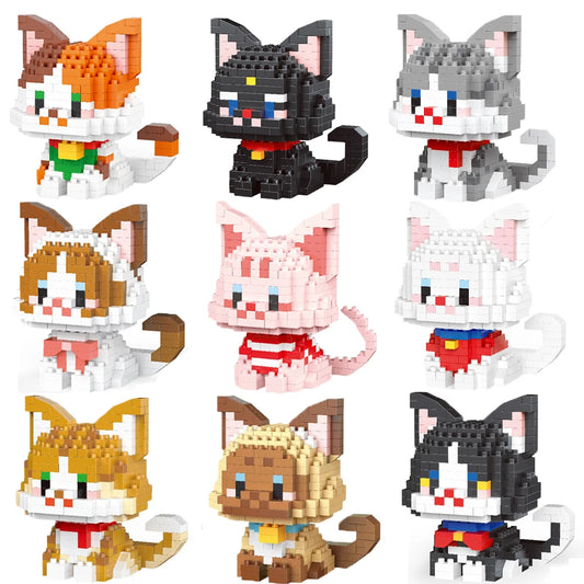Dual Form Cat Shape Pet Series Model Micro Mini Building Blocks Toys Pocket-Sized Cuteness Pet Cat Display Decor Good For Girls