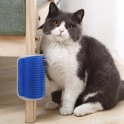 Cepillo de esquina para gatos, peine masajeador para gatos, arco rascador de plástico, peine para quitar el pelo, aseo con hierba gatera, suministros de autolimpieza para gatos