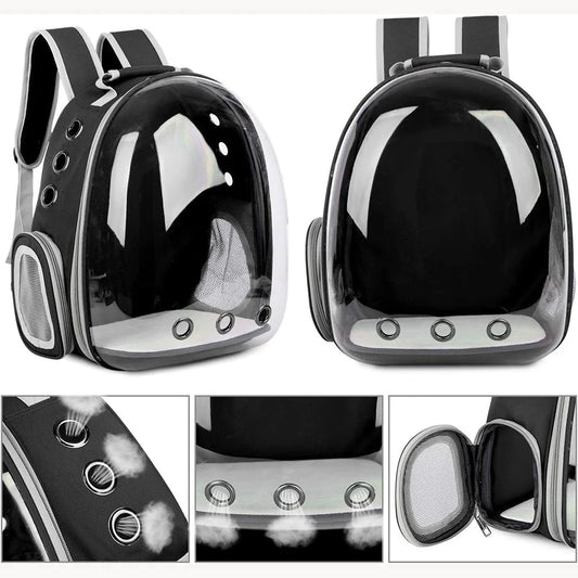 Cat Pet Carrier Backpack - Transparent Capsule Bubble Design, Breathable for Small Animals (Puppy/Kitty/Bird), Ideal for Travel