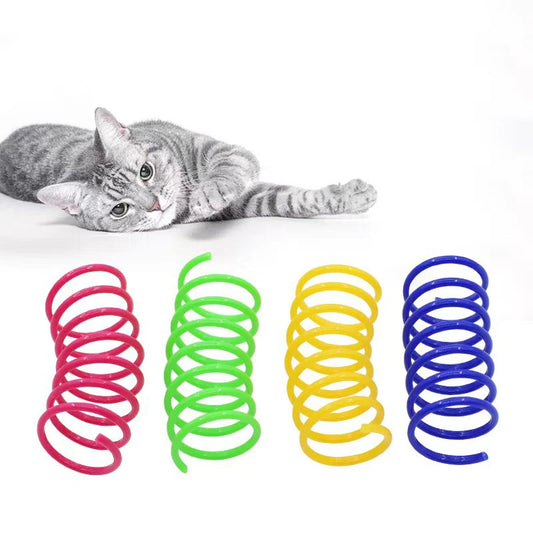 Juguete de plástico con resorte para gatos, juguete para saltar con resorte, resistente a arañazos y mordeduras, ideal para mascotas.