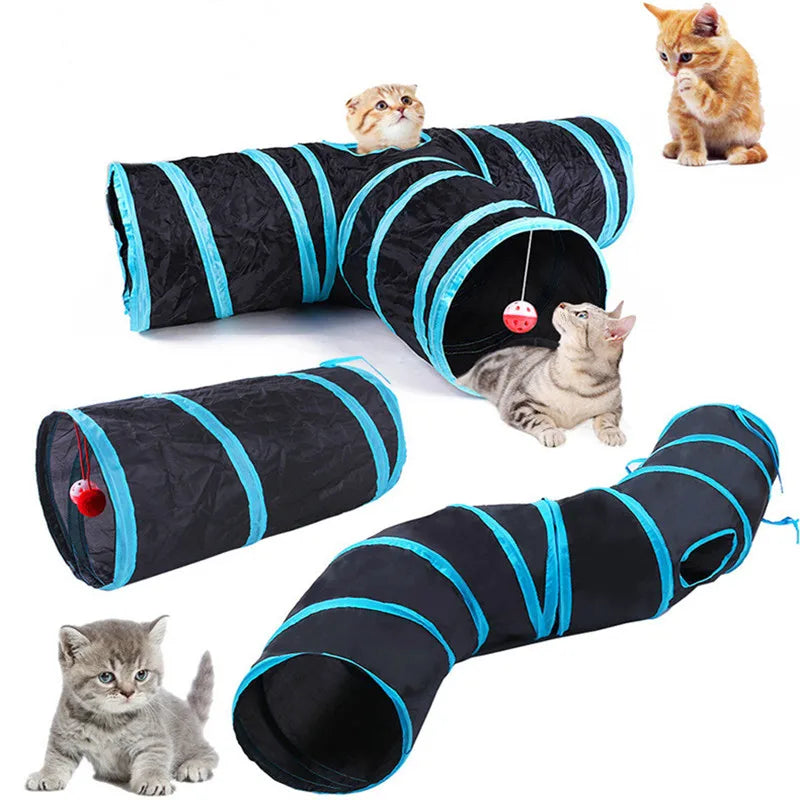 Túnel para gatos, suministros para mascotas, túnel de juego plegable para gatos, juguete transpirable para gatos, barril de perforación para interiores, papel ruidoso
