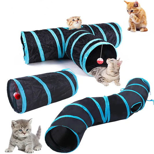 Túnel para gatos, suministros para mascotas, túnel de juego plegable para gatos, juguete transpirable para gatos, barril de perforación para interiores, papel ruidoso