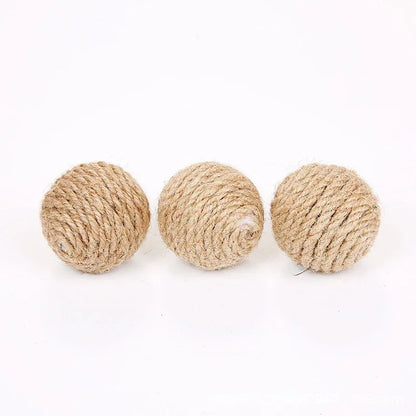 10pcs Solid Colored Sisal Ball Cat Teasing Toy Ball Self Hi  Grinding Teeth Durable Cat Teasing Stick Cat Making Sound Bell Ball