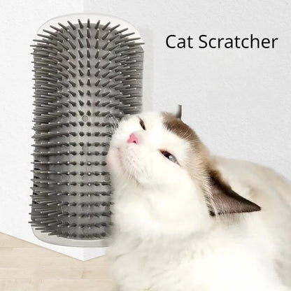Cepillo de esquina para gatos, peine masajeador para gatos, arco rascador de plástico, peine para quitar el pelo, aseo con hierba gatera, suministros de autolimpieza para gatos