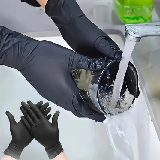 20/100Pc Housework Strong Black Disposable Nitrile Gloves PVC Latex Free AntiStatic Garden Pet Care Tattoo Work Oil-proof Gloves