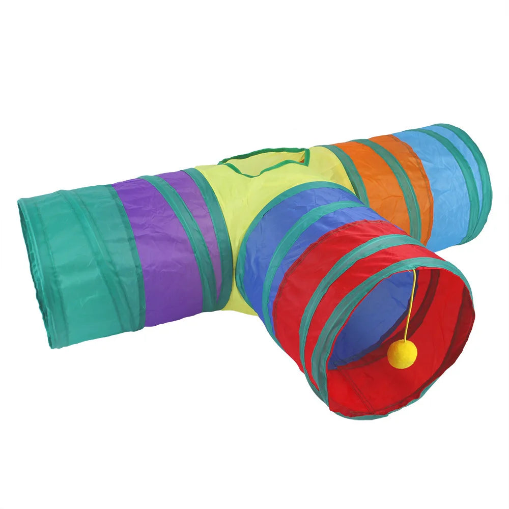 Túnel para gatos, suministros para mascotas, túnel de juego plegable para gatos, juguete transpirable para gatos, barril de perforación para interiores, papel ruidoso