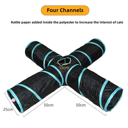 Túnel para gatos, suministros para mascotas, túnel de juego plegable para gatos, juguete transpirable para gatos, barril de perforación para interiores, papel ruidoso