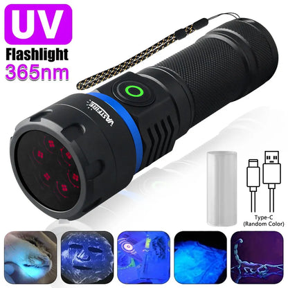 120W 6 * 4 core 365nm UV Flashlight Black Mirror 2-Mode Purple Light UV lamp Torch Pet Urine Stains bed bug Scorpions Detector