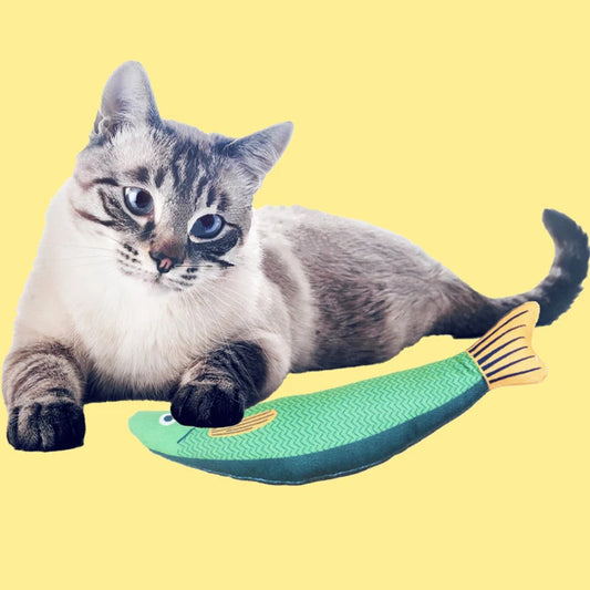 Juguetes para gatos, nuevos juguetes de peluche, juguetes para gatos que se hacen felices, simulación de pez, resistente al agarre y al rechinamiento, limpieza de dientes.