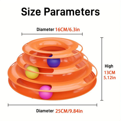 Torre de juguete interactiva de 3 capas para gatos con bolas de colores, ejercitador físico mental, divertido juego de rompecabezas para gatos activos.