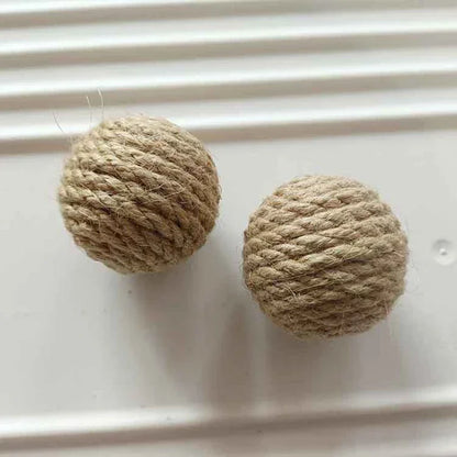 10pcs Solid Colored Sisal Ball Cat Teasing Toy Ball Self Hi  Grinding Teeth Durable Cat Teasing Stick Cat Making Sound Bell Ball
