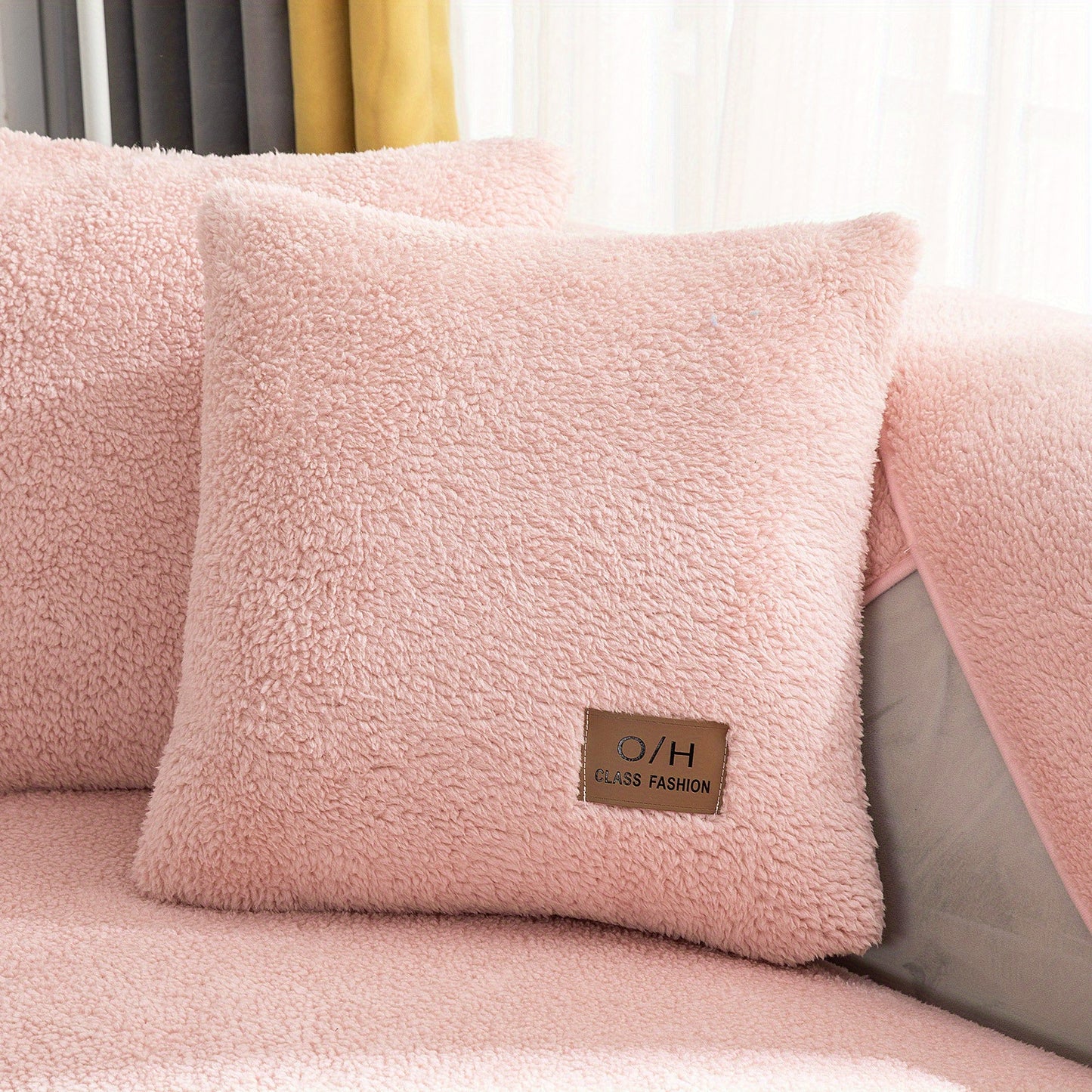 1pc Thickened Sherpa Velvet Sofa Slipcover, Pets Dog Friendly, Sherpa Fleece Sofa Couch Cover, Furniture Protector Fuzzy Non Slip Sofa Slipcover, For Bedroom Office Living Room Decor