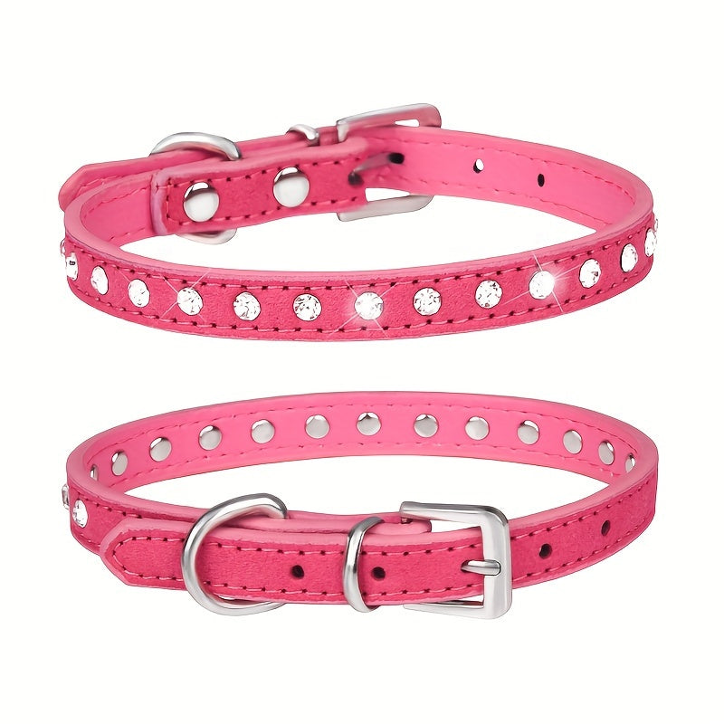 [Shiny Rhinestone Dog Collar] Hot Selling Shiny Rhinestone CP077 Dog Collar - Adjustable Small and Medium Pet Collar - Suitable for Small and Medium Pets to Wear Neck Collar