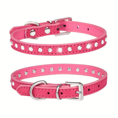 [Shiny Rhinestone Dog Collar] Hot Selling Shiny Rhinestone CP077 Dog Collar - Adjustable Small and Medium Pet Collar - Suitable for Small and Medium Pets to Wear Neck Collar