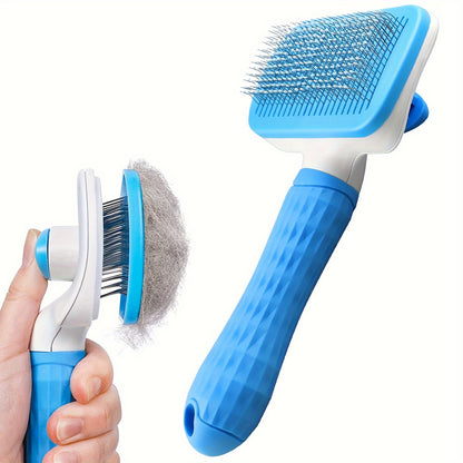1-in-1 Pet Massage Comb & Brush - Heavy-Duty Ergonomic Design with One-Click Detachable Head, Efficient Shedding & Grooming Tool for Dogs & Cats, Reduces Shedding, Undercoat Removal, Minimizes Hair Flying - White & Black Colo