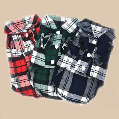 Stylish Plaid Comfort Shirts for Small Pets: Easy-Button, Soft & Durable Design - Perfect for Chic Dogs & Cats!