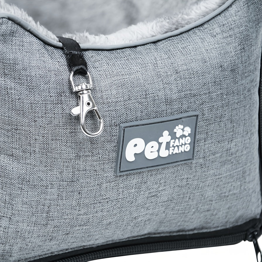 [Cozy Pet Car Seat] PETFANGFANG Portable Cozy Pet Car Seat | Polyester Dog & Cat Travel Bag for Small to Medium Pets with Secure Buckle Closure