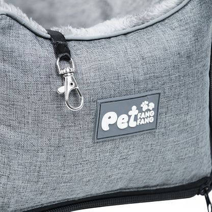 [Cozy Pet Car Seat] PETFANGFANG Portable Cozy Pet Car Seat | Polyester Dog & Cat Travel Bag for Small to Medium Pets with Secure Buckle Closure
