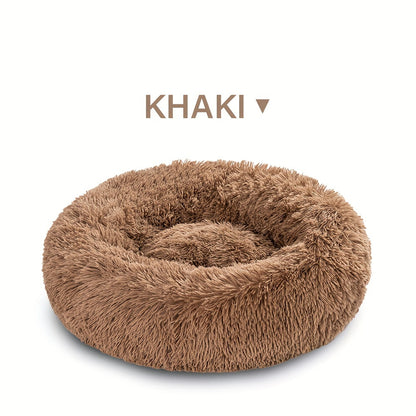 Long Plush Dog Bed For Autumn Winter, Deep Sleeping Pet Bed Mat For Small Medium Large Dogs, Donut Beds Mat For Cats Christmas Gift