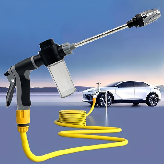 Versatile High-Pressure Car Wash Spray Gun with Quick Connect Adapters - Perfect for Pets & Outdoor Cleaning, Includes 3/4" & 1/2" Hose Nozzles