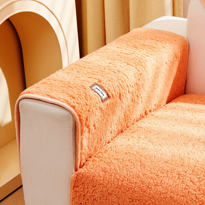 1pc Plush Sherpa Sofa Cover - Soft, Fuzzy, Non-Slip, Pet-Friendly, Thickened Furniture Protector for Bedroom, Office, Living Room Home Decor - Easy to Clean, Durable, Stain-Resistant, Machine Washable