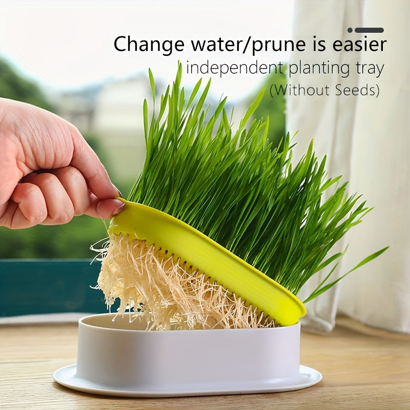 [Hydroponic Cat Grass] 1pc Hydroponic Cat Grass Growing Pot | Plastic Pet Bowl, Without Seeds