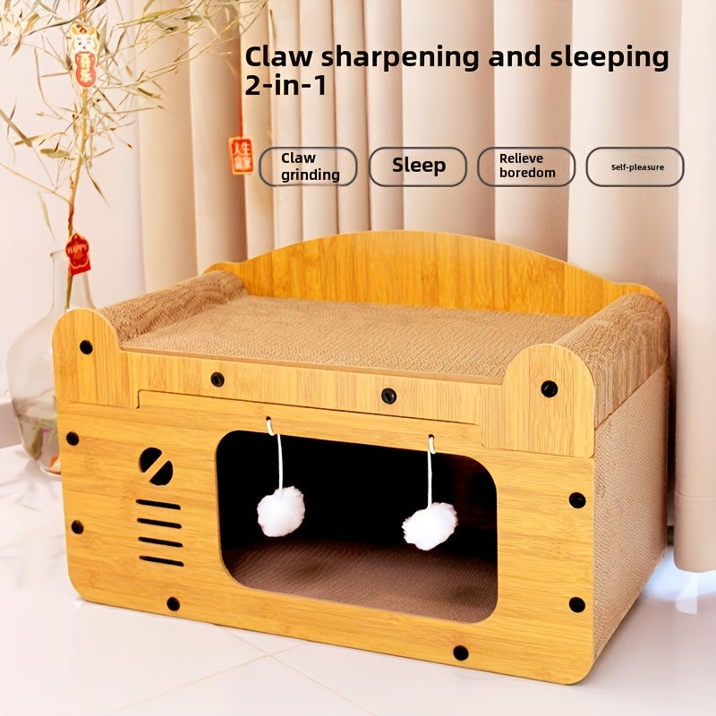 [Luxury Cat Scratching Board] Luxury Cat Scratching Board with Beard - Large, Outdoor Carrying Supplies for Small Pets - Stylish Cat Bed for Big and Small Cats