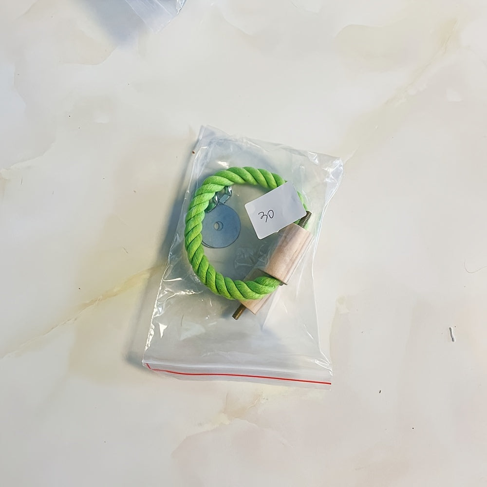 [Paw-Friendly] Flexible Green Rope Perch - Durable Exercise Ladder & Swing for Small Pets and Birds - Ideal for Budgies, Parakeets, Cockatoos, African Greys