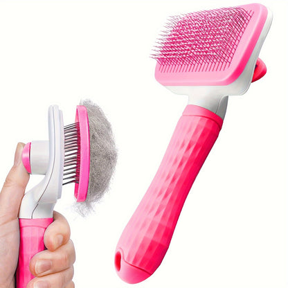 1-in-1 Pet Massage Comb & Brush - Heavy-Duty Ergonomic Design with One-Click Detachable Head, Efficient Shedding & Grooming Tool for Dogs & Cats, Reduces Shedding, Undercoat Removal, Minimizes Hair Flying - White & Black Colo