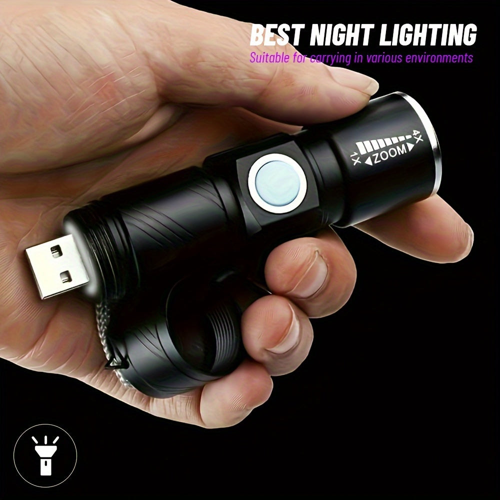 1pc Rechargeable Zoomable UV Flashlight Black Light 395nm,Ultraviolet Flashlight Detector For Pet Urine Stain,Resin Curing,Scorpion Hunting