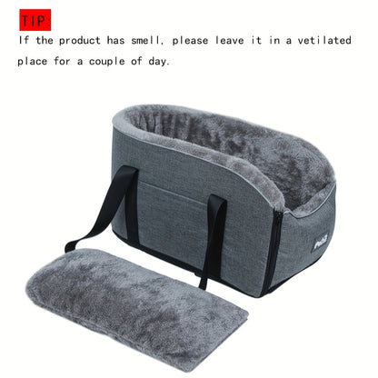 [Cozy Pet Car Seat] PETFANGFANG Portable Cozy Pet Car Seat | Polyester Dog & Cat Travel Bag for Small to Medium Pets with Secure Buckle Closure