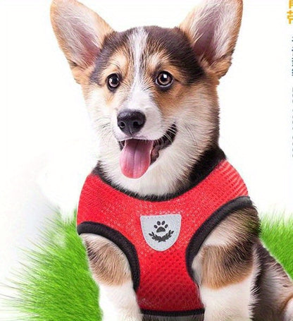 [For Dogs & Cats Reflective Harness] Reflective Pet Harness And Leash Set For Dogs And Cats, Adjustable Puppy Cat Vest Harness With Soft Mesh