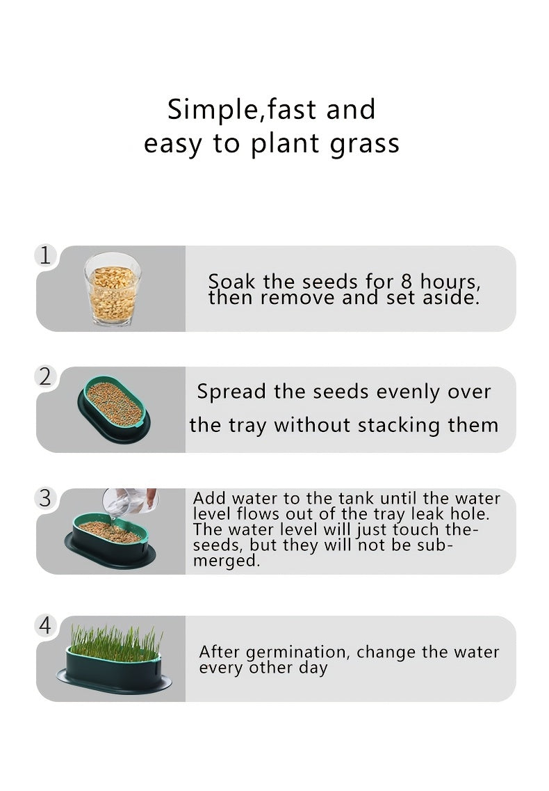 [Hydroponic Cat Grass] 1pc Hydroponic Cat Grass Growing Pot | Plastic Pet Bowl, Without Seeds