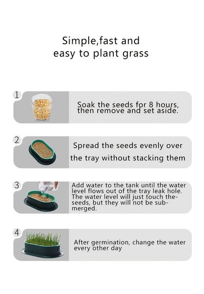[Hydroponic Cat Grass] 1pc Hydroponic Cat Grass Growing Pot | Plastic Pet Bowl, Without Seeds