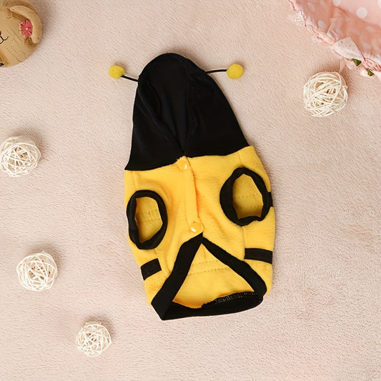 1pc Bee Polar Fleece Pet Costume - Lovely Halloween Cosplay Outfit for Dog and Cat, Hoodie Apparel Sweater, Party Favors, Adorable and Warm Clothing for Pets