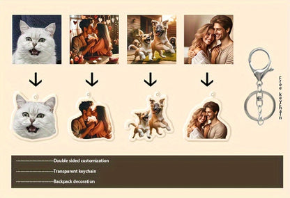 [Customized]1pc/3pcs Photo Custom Acrylic Key Pendant, Special-shaped Acrylic Car Key Chain, Backpack Pendant, Lovers, Friends, Pets And Other, Double-sided Effect, Customized Special-shaped Effect According To Photo
