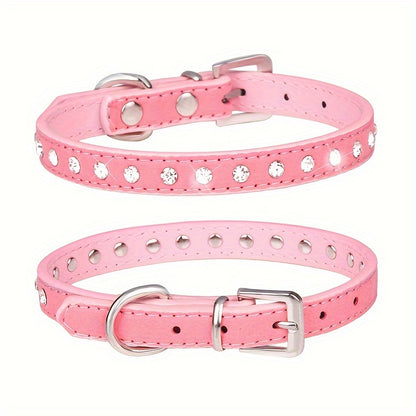 [Shiny Rhinestone Dog Collar] Hot Selling Shiny Rhinestone CP077 Dog Collar - Adjustable Small and Medium Pet Collar - Suitable for Small and Medium Pets to Wear Neck Collar