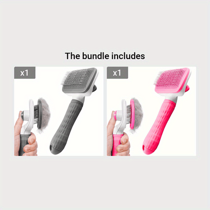 1-in-1 Pet Massage Comb & Brush - Heavy-Duty Ergonomic Design with One-Click Detachable Head, Efficient Shedding & Grooming Tool for Dogs & Cats, Reduces Shedding, Undercoat Removal, Minimizes Hair Flying - White & Black Colo