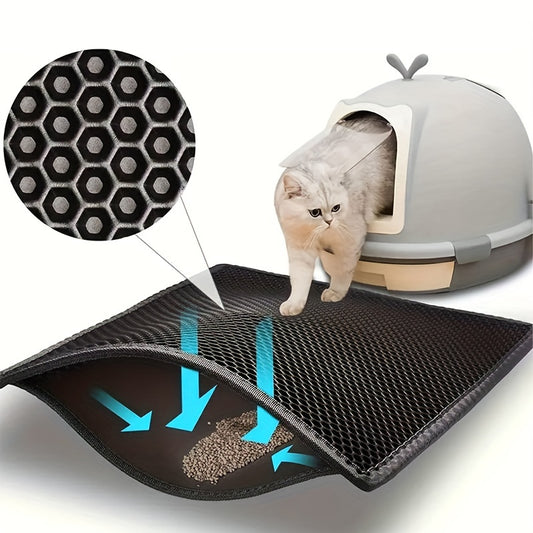 EVA Double-Layer Cat Litter Mat - Non-Slip, Washable, Soft Pet Litter Box Liner for Cats and Dogs, Easy Cleanup Design with Automatic Scoop Feature, Pet Hygiene Mat | Automatic Scoop Mat | Washable Mat, Cat Litter Box
