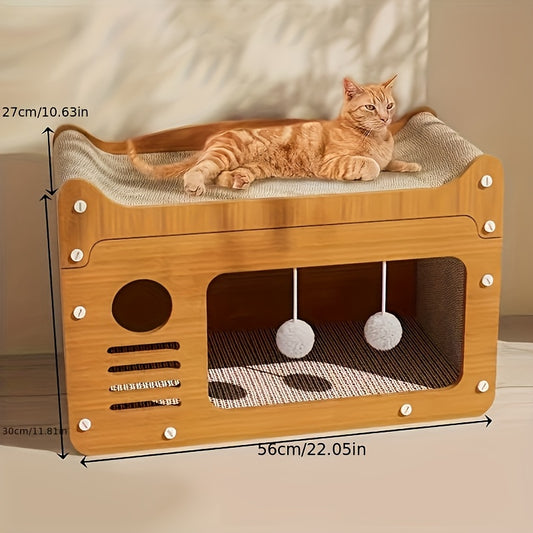 [Luxury Cat Scratching Board] Luxury Cat Scratching Board with Beard - Large, Outdoor Carrying Supplies for Small Pets - Stylish Cat Bed for Big and Small Cats