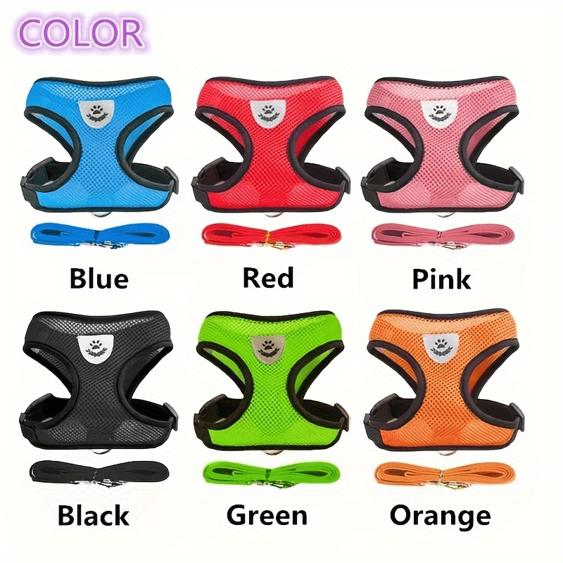 [For Dogs & Cats Reflective Harness] Reflective Pet Harness And Leash Set For Dogs And Cats, Adjustable Puppy Cat Vest Harness With Soft Mesh
