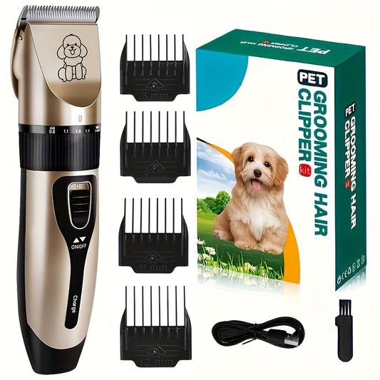 Rechargeable Low-Noise Cordless Electric Pet Clipper for Grooming Dogs and Cats, Suitable for Various Sizes and Lengths of Pet Hair, Professional Pet Salon Use