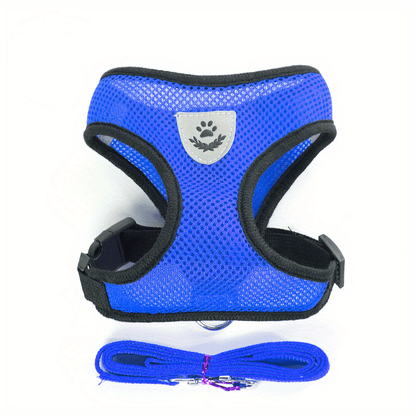 [For Dogs & Cats Reflective Harness] Reflective Pet Harness And Leash Set For Dogs And Cats, Adjustable Puppy Cat Vest Harness With Soft Mesh